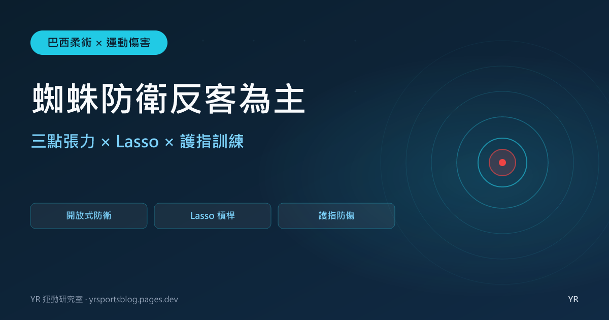 蜘蛛防衛（Spider Guard）主題圖：開放式防衛的三點張力控制、Lasso 槓桿與護指訓練全解析
